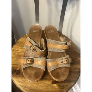 Dansko Women's Size 40 (9-9.5) Jessie Sand Lizard Brown Leather Chunky Sandals